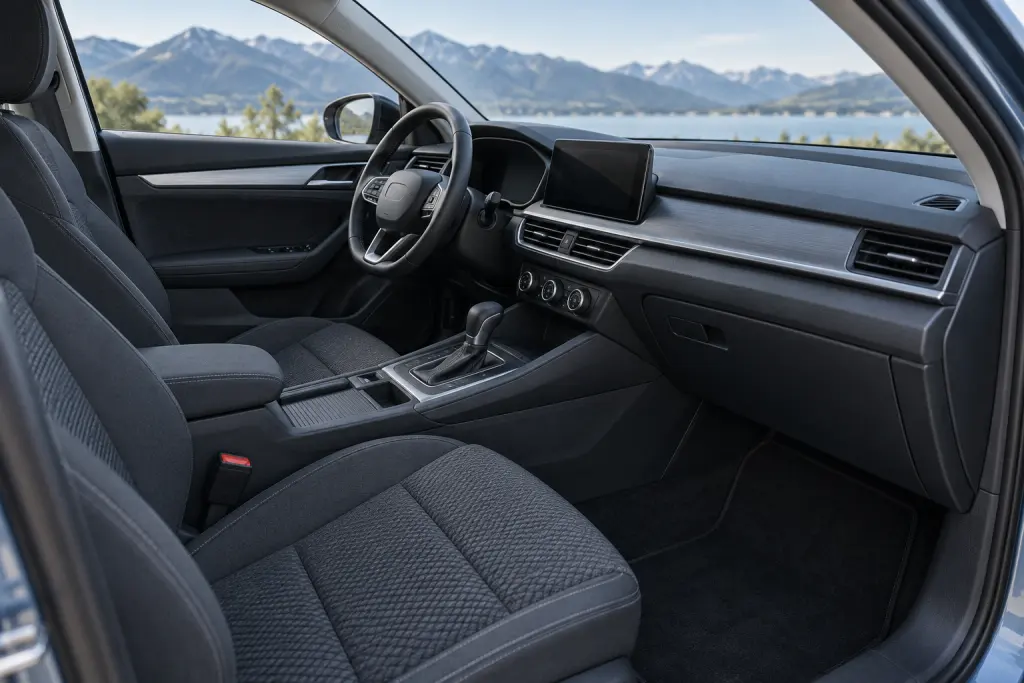 Sitzbereich und Cockpit eines modernen Fahrzeugs